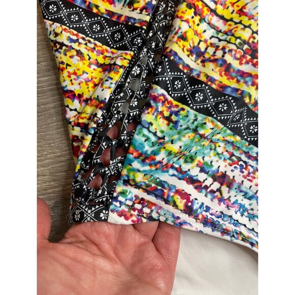 Swimsuits for All Multicolor Lace Detail One Piece Swimsuit Sz 14 - Picture 5 of 11